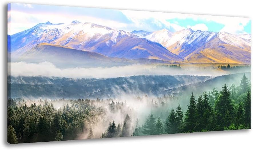 Abstract Blue Tree Canvas Art - Indigo Forest Landscape Painting for Modern Home Decor, Textured Wall Artwork for Bathroom, Living Room, Bedroom, and Office (40" x 20")