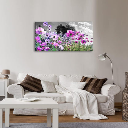 Floral Canvas Wall Art - Elegant Purple Wall Decor for Bedroom, Living Room, Bathroom, and Office