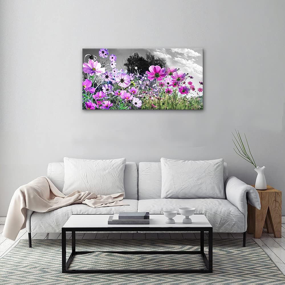 Floral Canvas Wall Art - Elegant Purple Wall Decor for Bedroom, Living Room, Bathroom, and Office