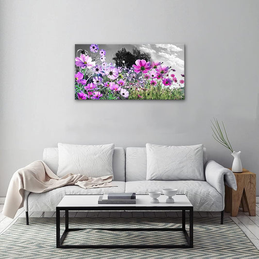 Floral Canvas Wall Art - Elegant Purple Wall Decor for Bedroom, Living Room, Bathroom, and Office