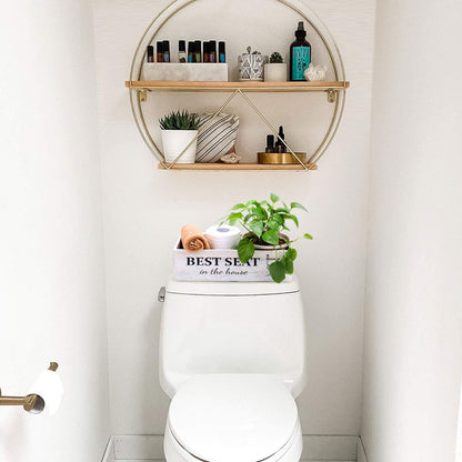 Rustic Whitewashed Bathroom Box – Double-Sided Sign Toilet Tank Basket
