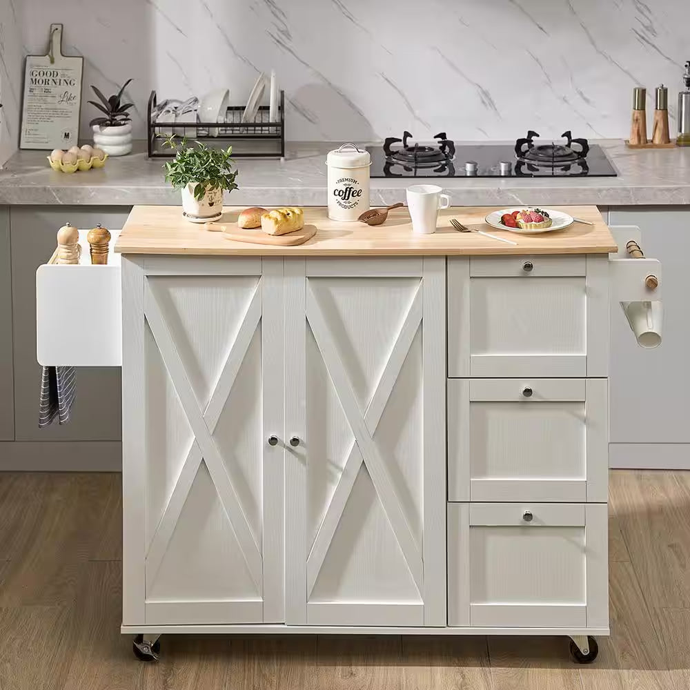 Kitchen Island Cart with Storage and Mobility