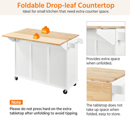   Mobile Kitchen Island with Adjustable Shelves