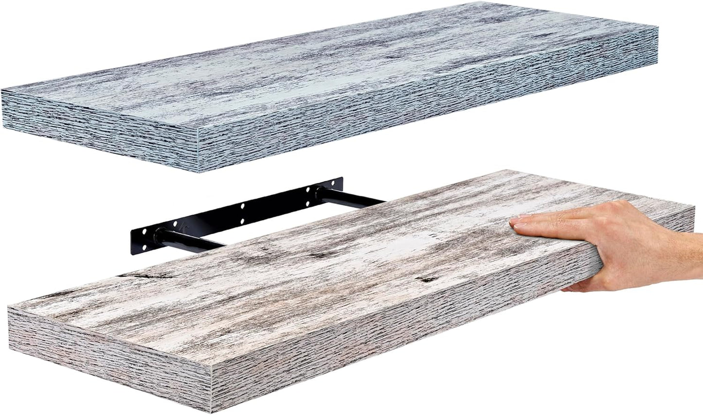 Rustic Floating Shelves for Wall – Set of 3, 16 Inch Wood Shelf for Bathroom, Bedroom, Living Room, Kitchen & Office Decor