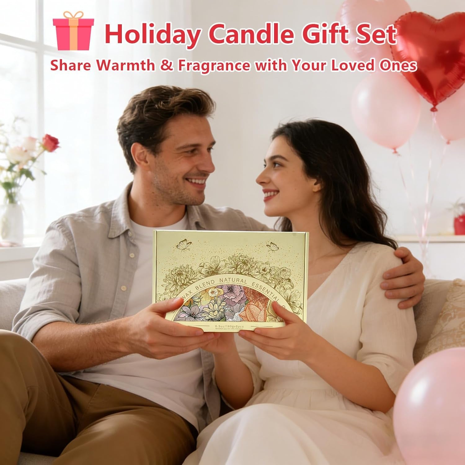 Aromatherapy Scented Candle Gift Set - 6-Pack with 300-Hour Burn Time, Featuring Lavender, Jasmine, Vanilla, Sage, Sandalwood, Rose, and Eucalyptus Mint - Perfect for Gifting to Women