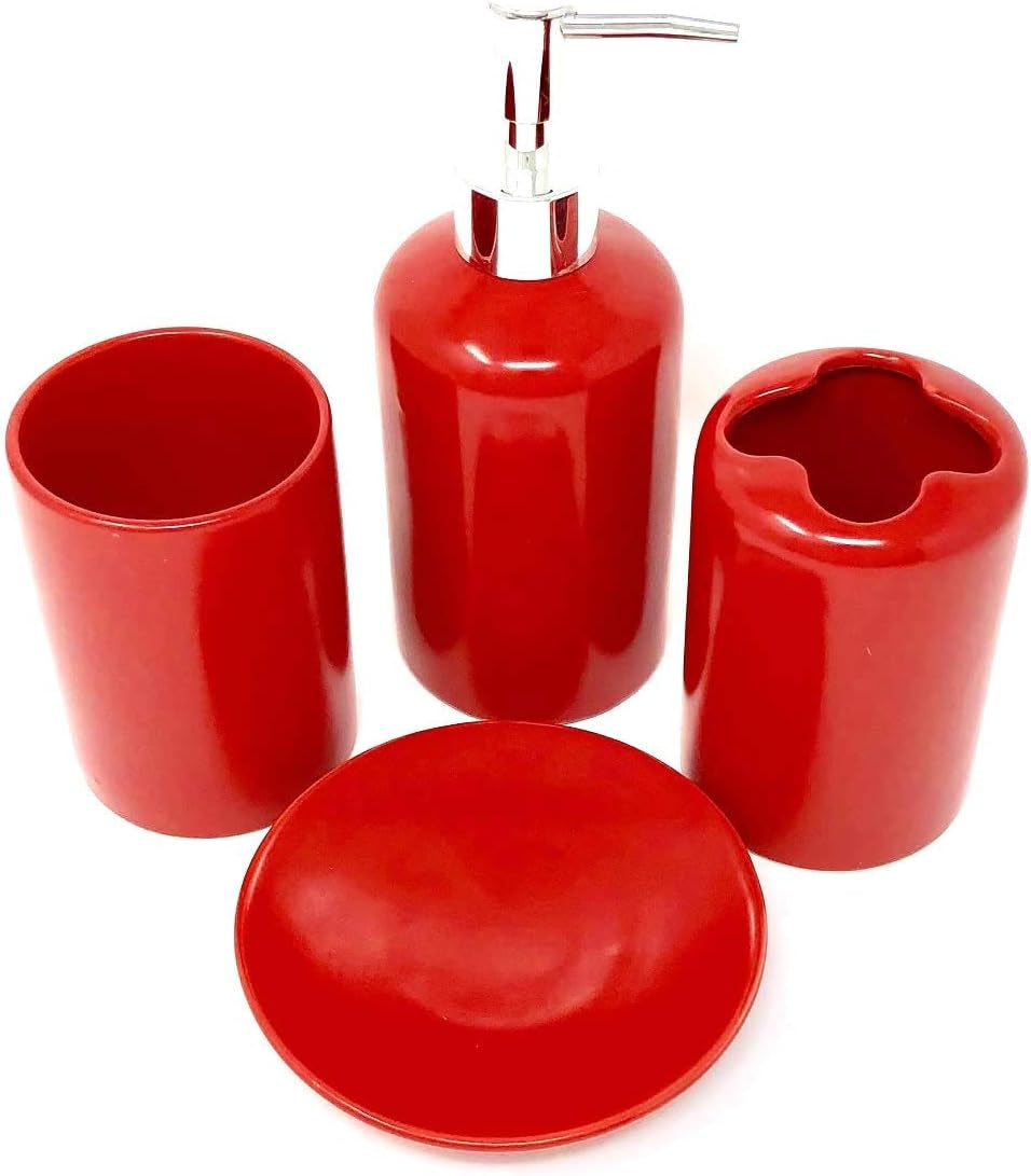 4-Piece Ceramic Bath Set — Purple Zebra Print