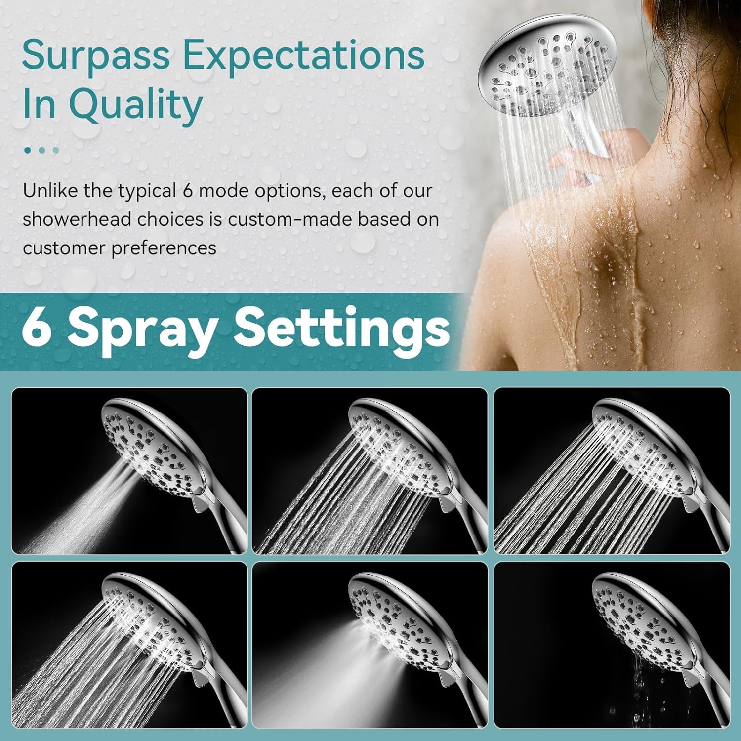 Spa-Style Handheld Shower with Multiple Spray Options & Durable Hose