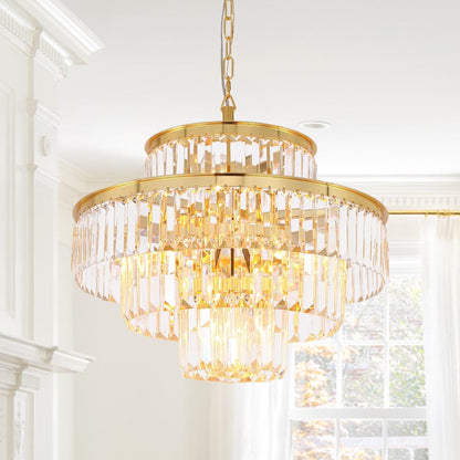 Elegant 7-Tier Crystal Chandelier, 17-Light Nickel Finish