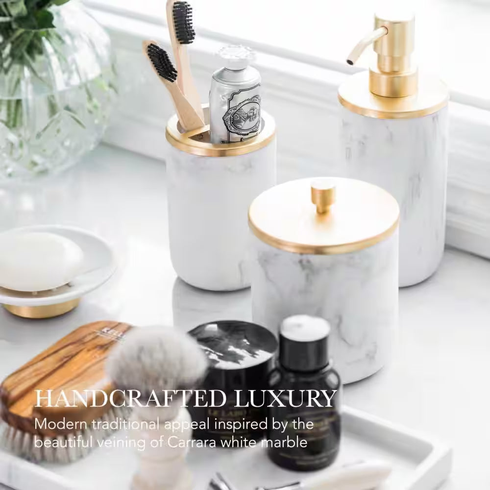 Elegant 5-Piece Bathroom Set – Antique Brass Finish with Tray & Soap Dispenser