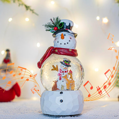 Musical Snow Globe with Glitter Snowman Ornament - Featuring "We Wish You a Merry Christmas