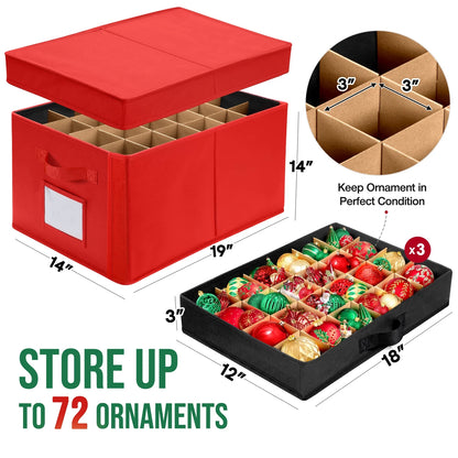 Premium Large Christmas Ornament Storage Box 