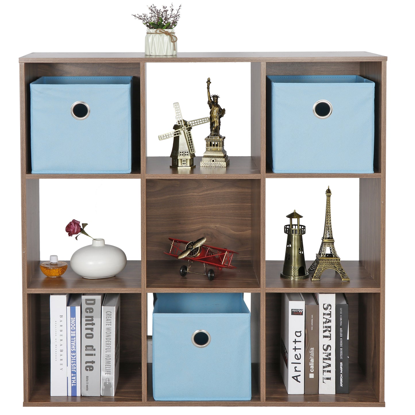 9-Cube Space-Saving Indoor Closet Organizer and Bookshelf System