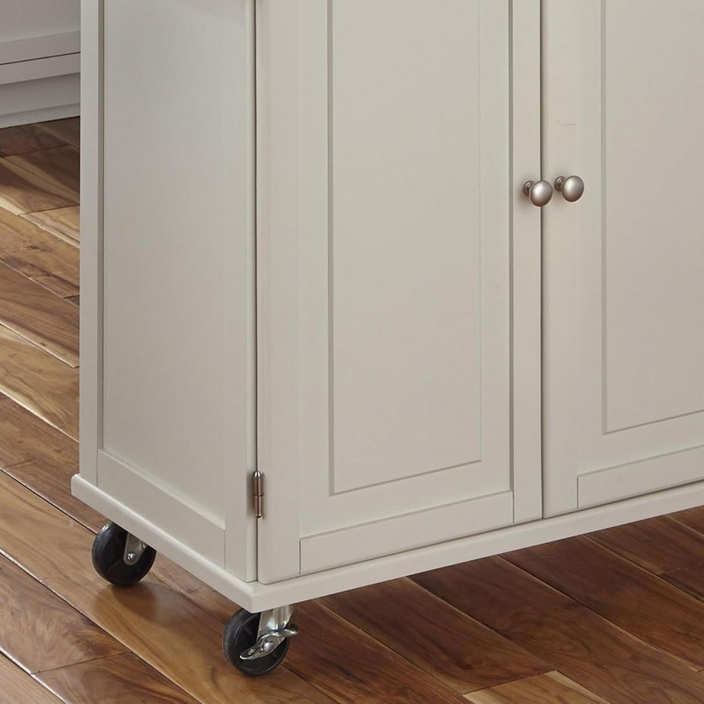 Dolly Madison 54-Inch Rolling Mobile Kitchen Island with Storage and Towel Rack in Off White