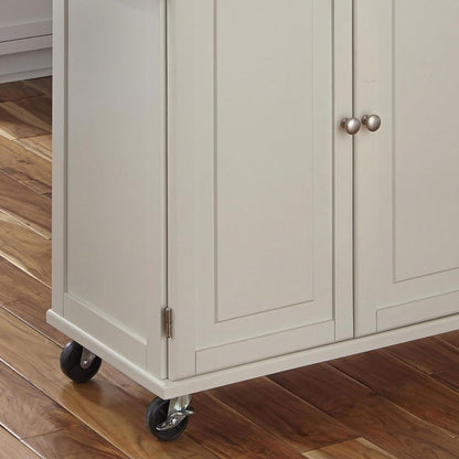 Dolly Madison 54-Inch Rolling Mobile Kitchen Island with Storage and Towel Rack in Off White