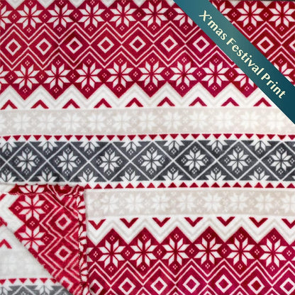 Holiday Red Fleece Throw Blanket | Soft and Plush Winter Cabin Blanket with Reindeer or Snowflake Design 