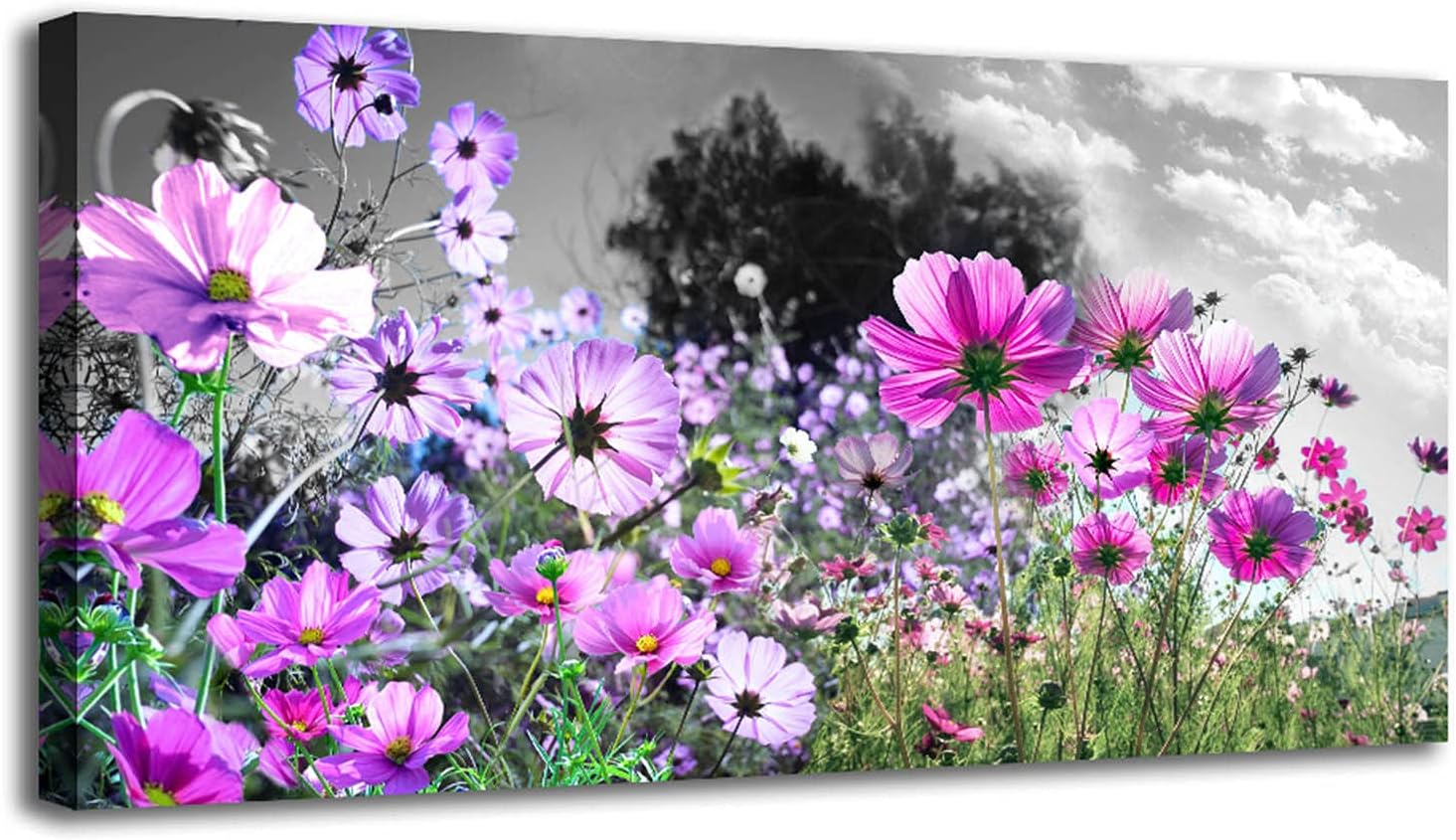 Floral Canvas Wall Art - Elegant Purple Wall Decor for Bedroom, Living Room, Bathroom, and Office