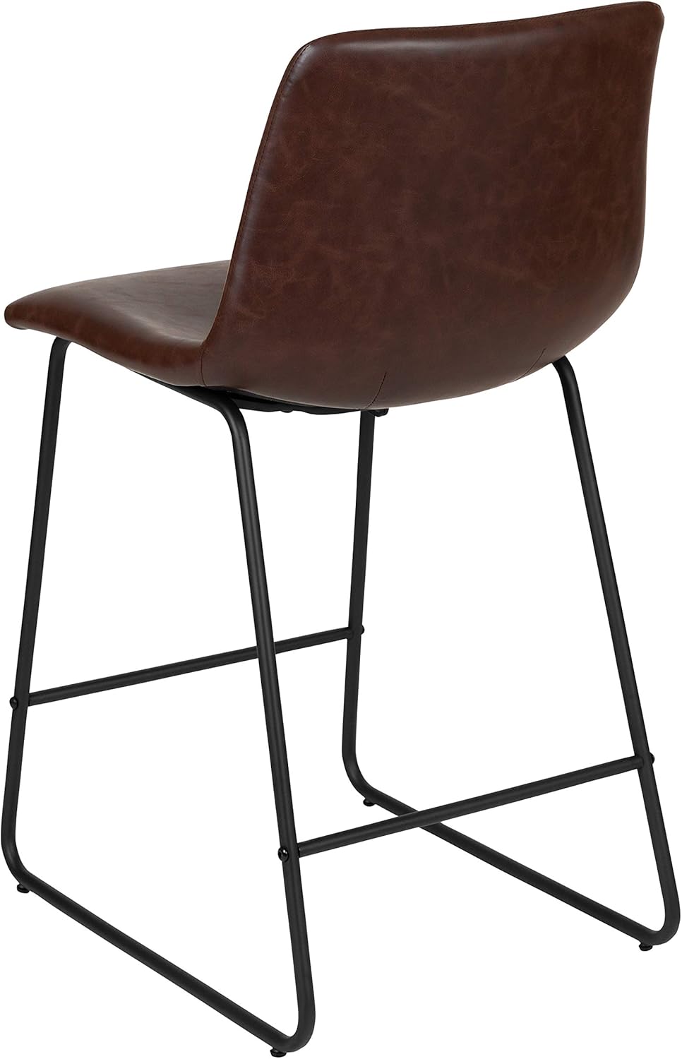 Set of 2 24-Inch Dark Brown Leathersoft Kitchen Counter Height Stools