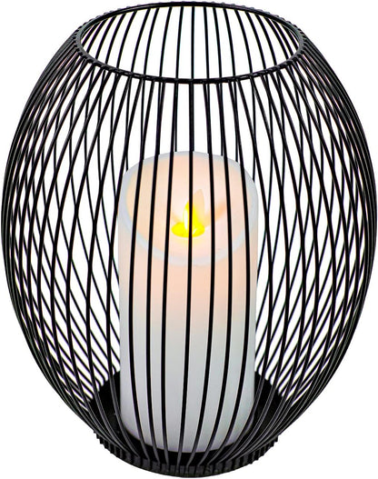Outdoor Decorative Candle Holder Set - Black Wire Hurricane Holders for Pillar Candles - Elegant Centerpiece Accents