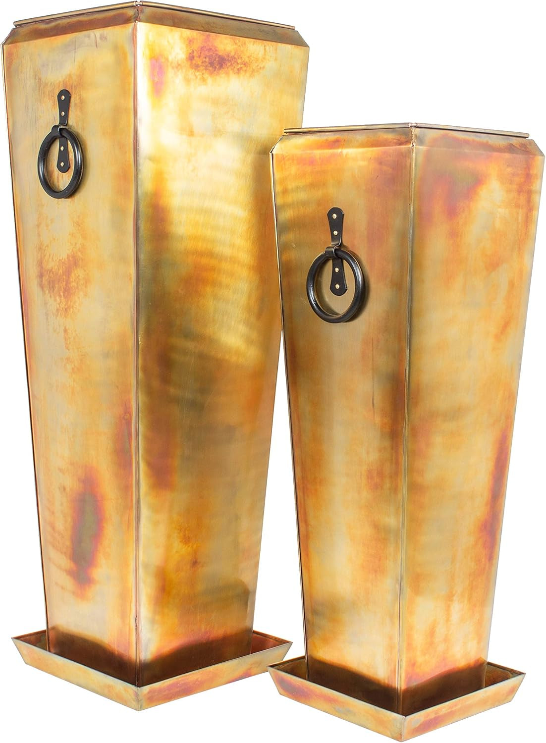 Tall Planter Antique Copper Patio Deck Indoor Outdoor Garden Flower Planter