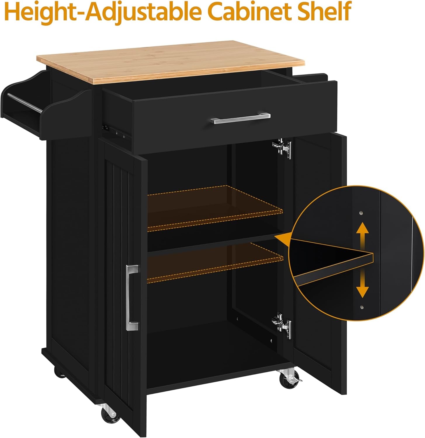 Kitchen Island Cart with Storage and Wheels