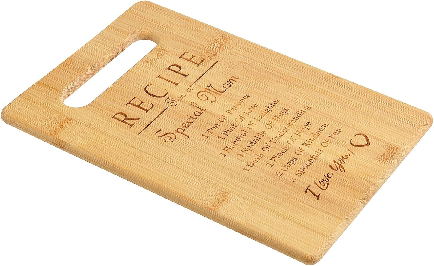 Custom Engraved Bamboo Cutting Board for Mother's Day and Birthdays - Thoughtful Recipe Design for Moms