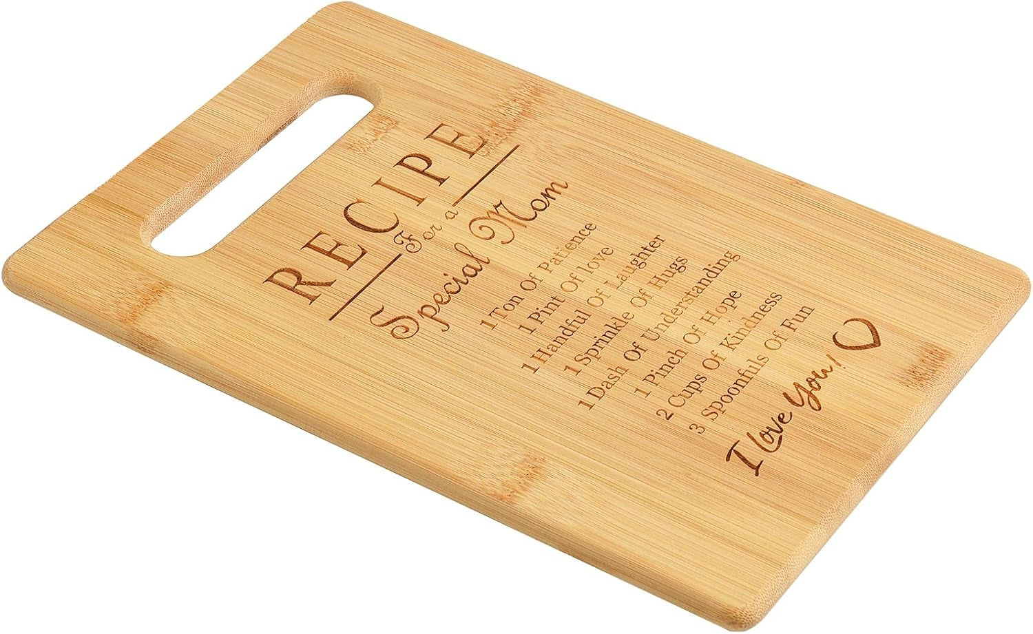 Custom Engraved Bamboo Cutting Board for Mother's Day and Birthdays - Thoughtful Recipe Design for Moms