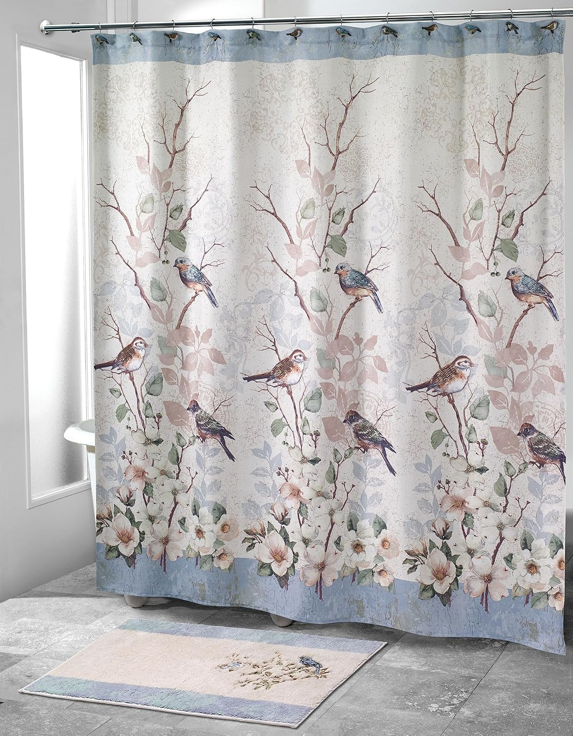 Nature-Inspired Shower Curtain – Love Nest Collection (72")