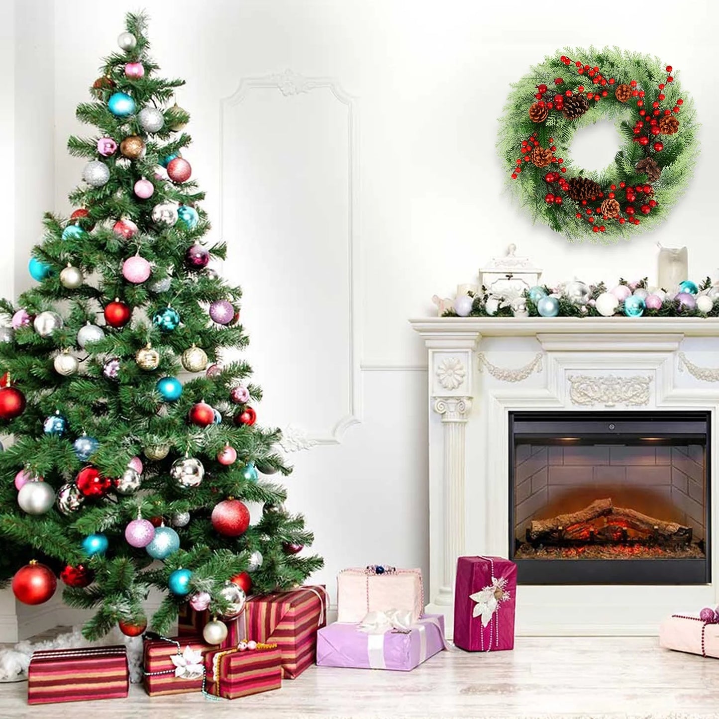 18-Inch Artificial Christmas Wreath for Indoor/Outdoor Holiday and Party Decor