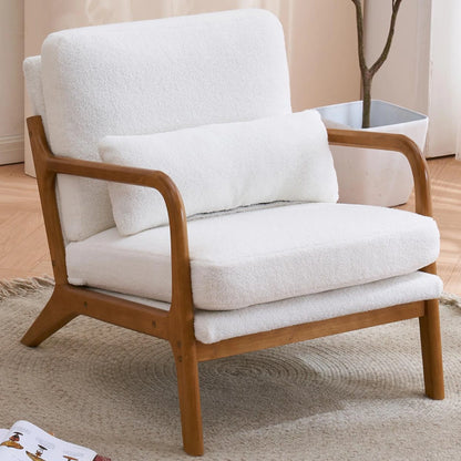 Modern Teddy Velvet Accent Chair with Wood Frame