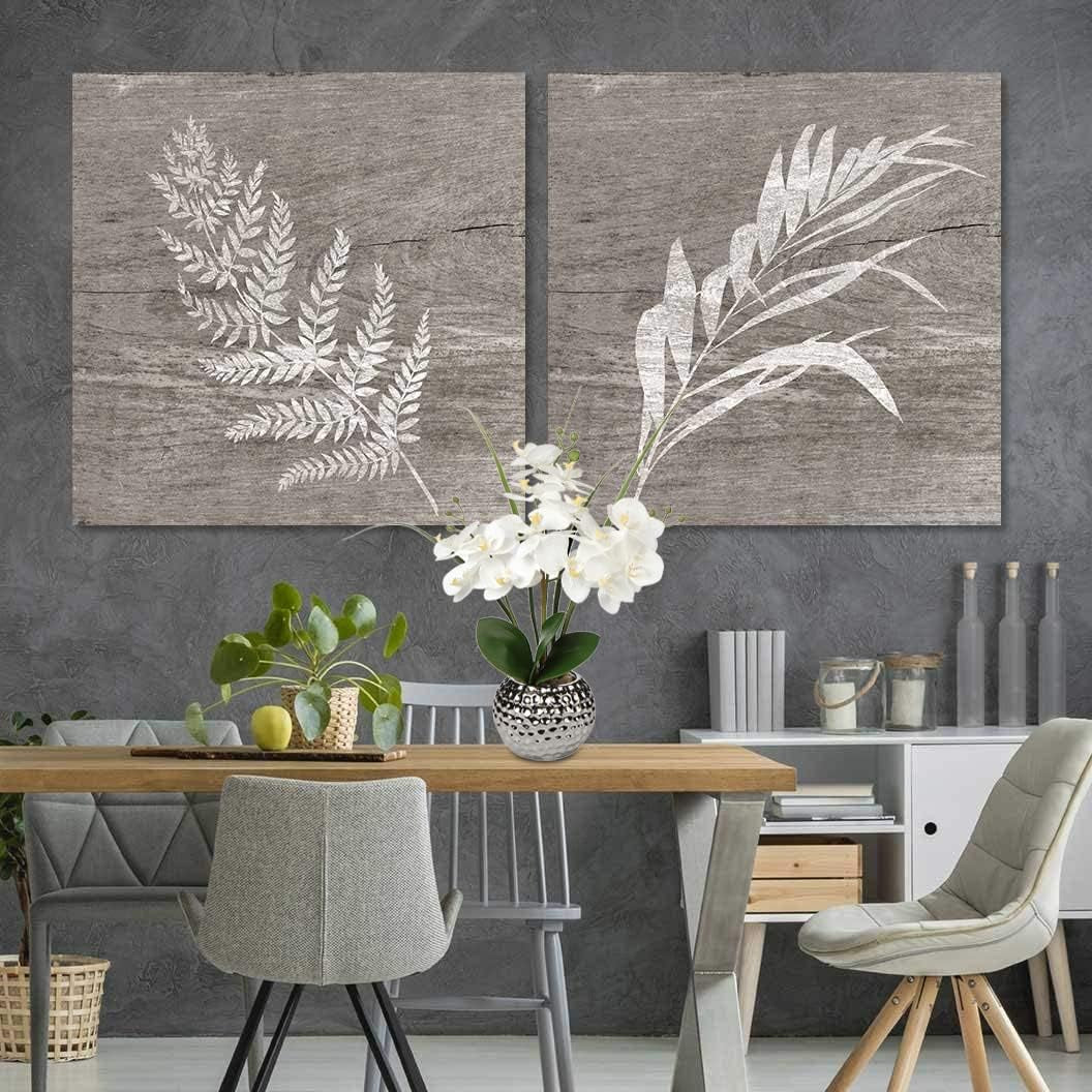 20'' White Artificial Phalaenopsis Orchid with Silver Vase - Elegant Faux Floral Arrangement for Home, Office, and Kitchen Decor