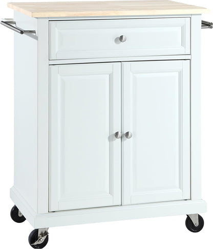 Compact Rolling Cart with Stainless Steel Top, Shelves, and Towel Rack, Black