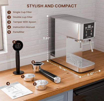 Brew Barista-Level Coffee at Home with the Kismile 20-Bar Espresso Machine