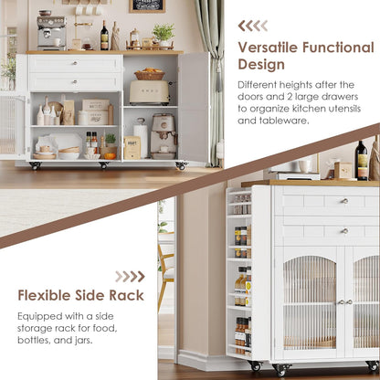 Elevate Your Kitchen Experience with the Stylish and Functional Rolling Kitchen Island - Complete with Storage, Wood Drop Leaf Countertop, and Convenient Wheels