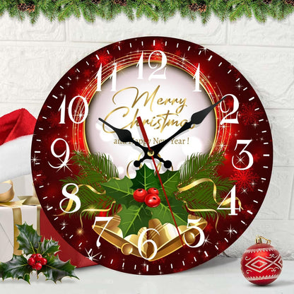 Silent Non-Ticking Christmas Wall Clock, 12-Inch