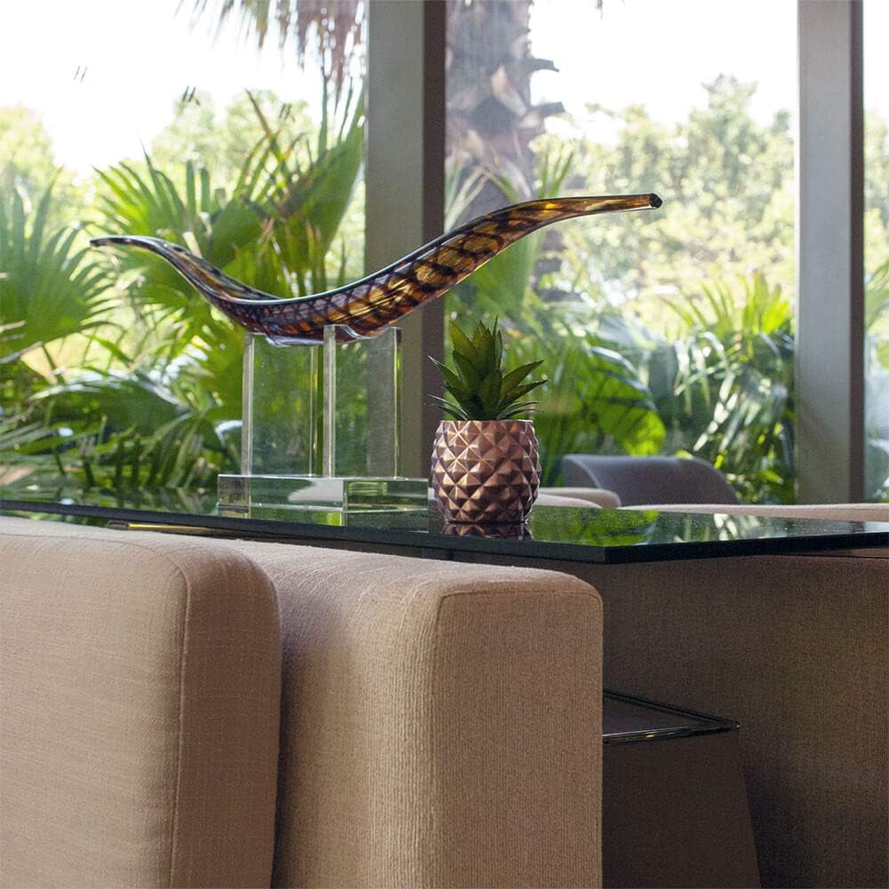 Artificial Succulent Pineapple Decorative Planter - Faux Pineapple Accent for Home, Office, and Kitchen (Rose Gold)