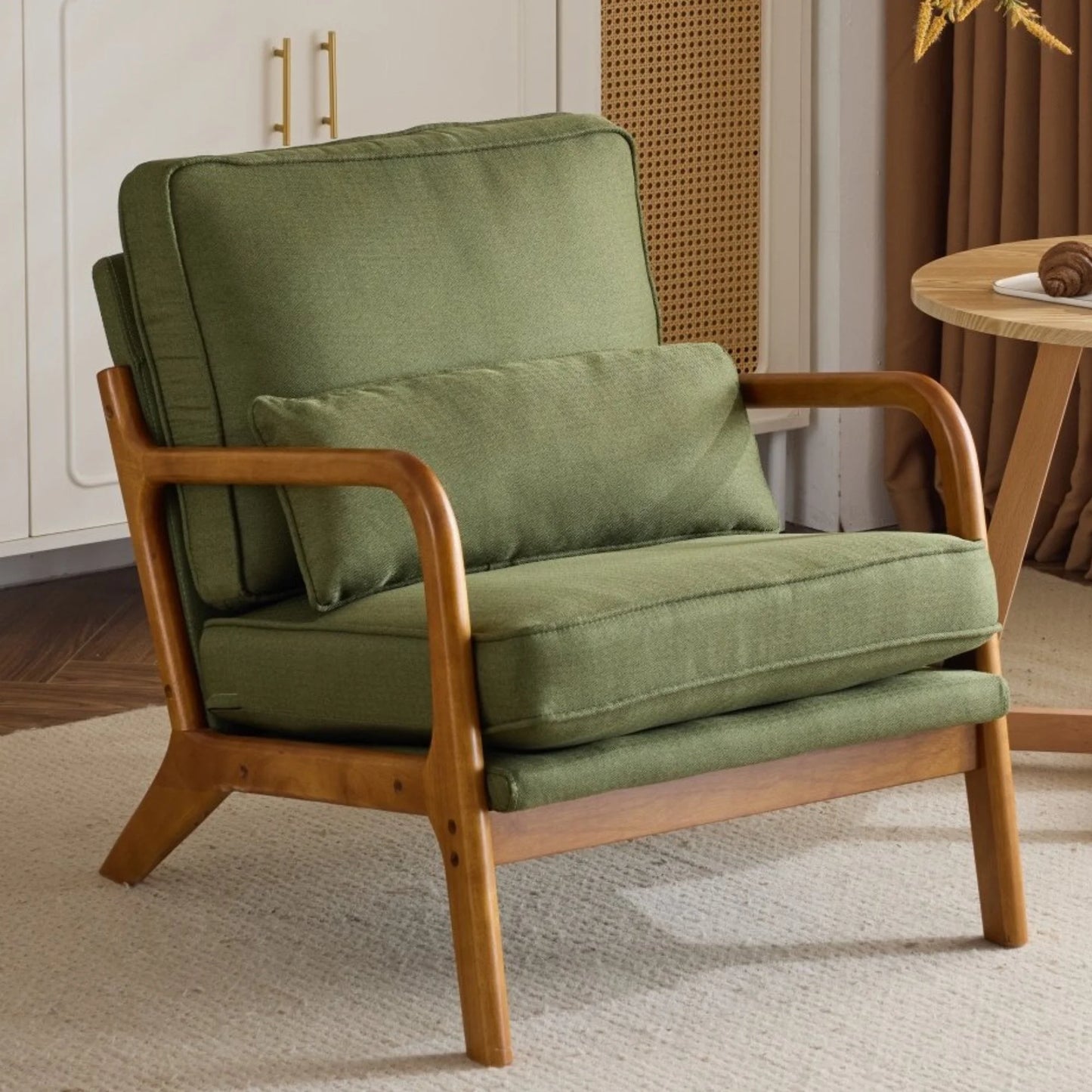 Modern Teddy Velvet Accent Chair with Wood Frame