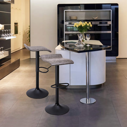 Set of 2 Adjustable Swivel Bar Stools for Kitchen Counter Height, Retro Grey Finish