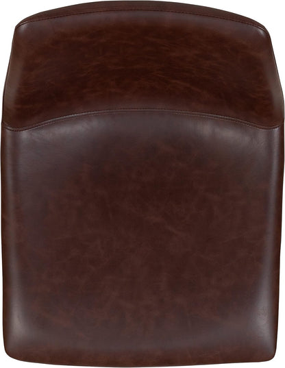 Set of 2 24-Inch Dark Brown Leathersoft Kitchen Counter Height Stools