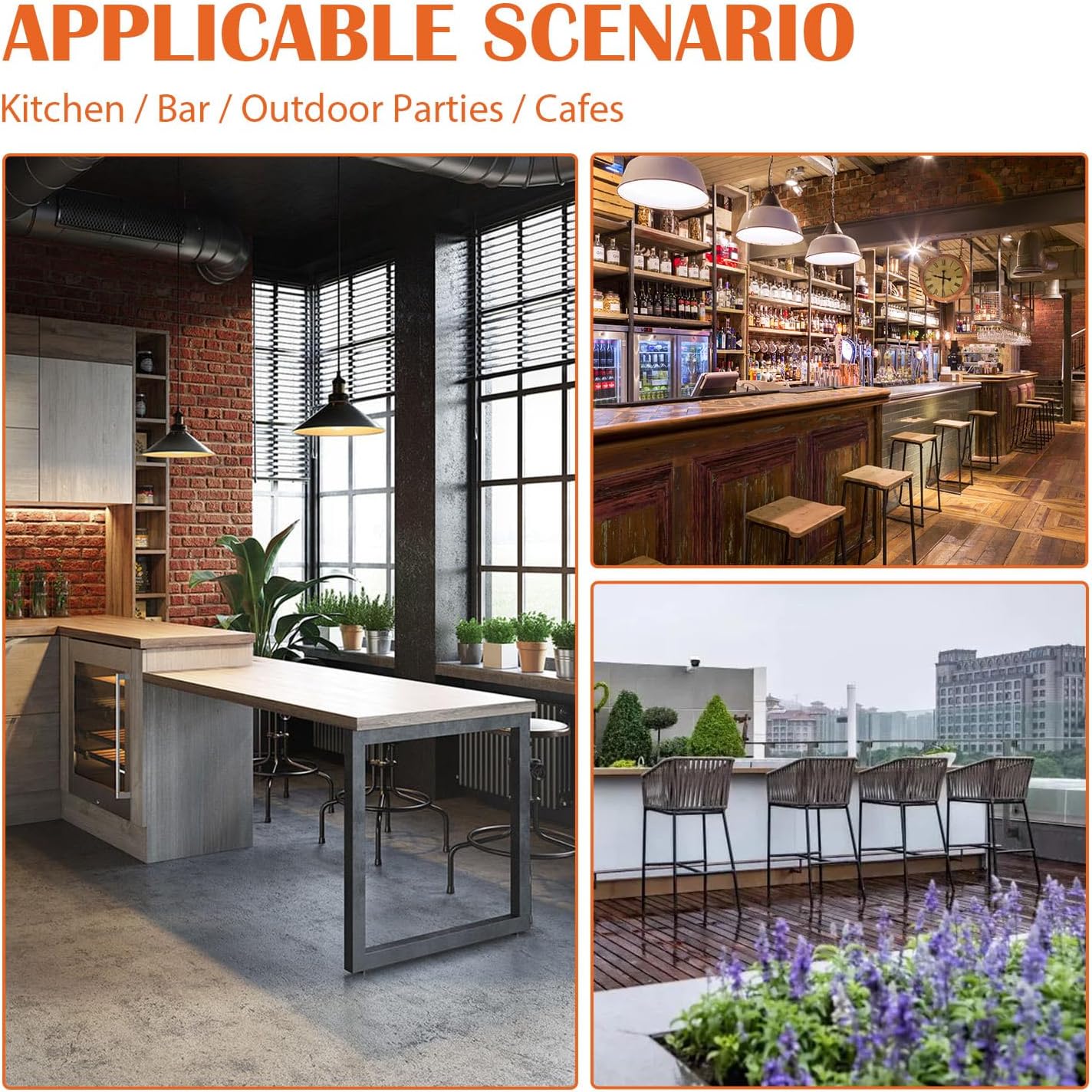 24-Inch Black Metal Bar Stools for Kitchen Island - Set of 4 Stackable Backless Counter Height Chairs for Indoor and Outdoor Use