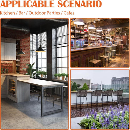 24-Inch Black Metal Bar Stools for Kitchen Island - Set of 4 Stackable Backless Counter Height Chairs for Indoor and Outdoor Use