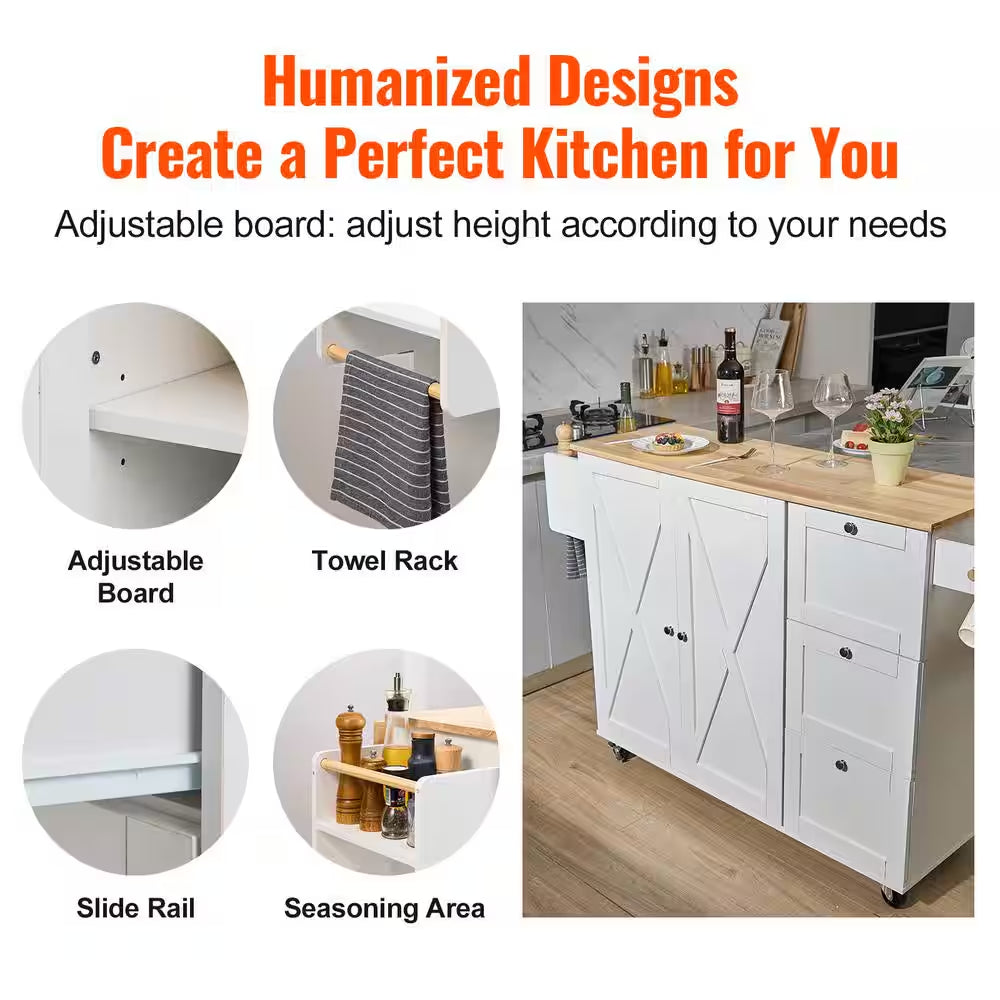 Kitchen Island Cart with Storage and Mobility