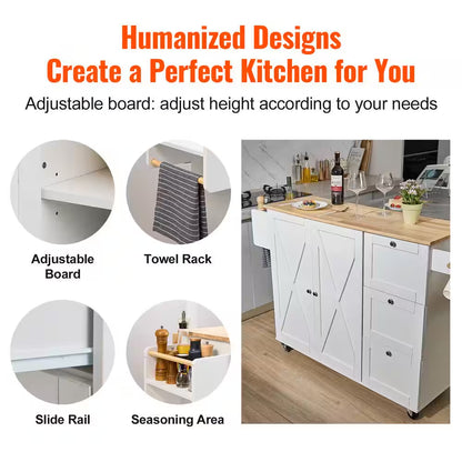 Kitchen Island Cart with Storage and Mobility