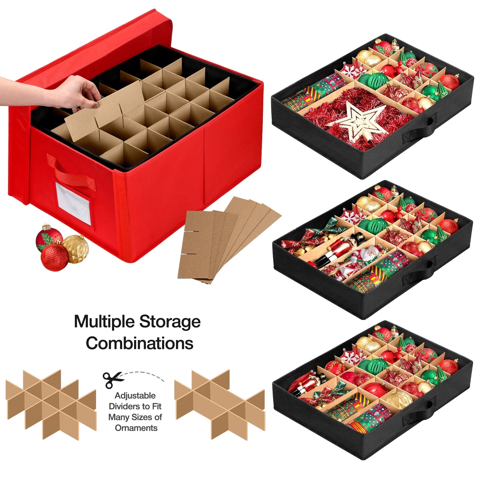 Premium Large Christmas Ornament Storage Box 