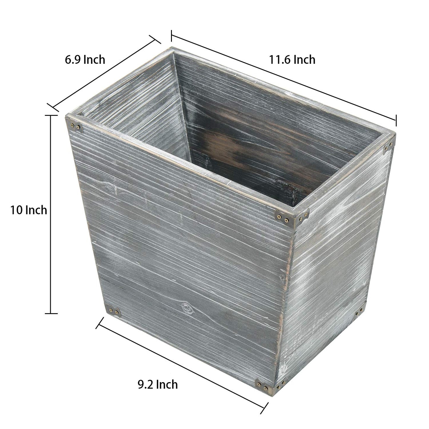 Gray Farmhouse Wood Trash Can with Metal Brackets – Rustic Waste Bin for Home & Office