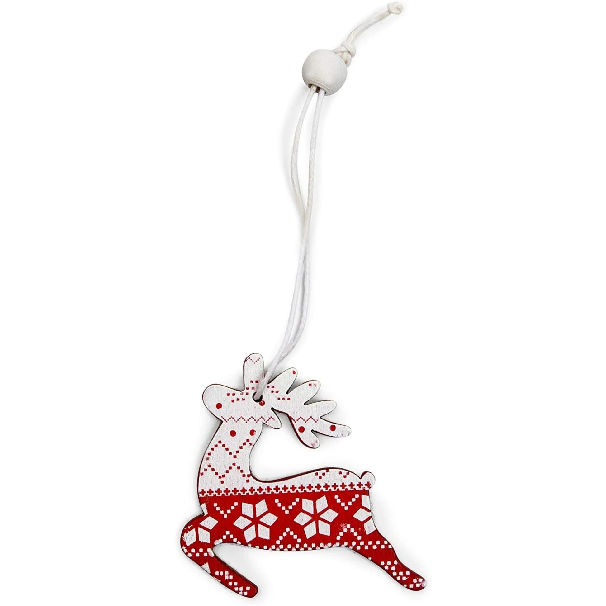 24-Piece Set of 2-Inch Nordic Snowflake Wooden Ornaments for Christmas Tree and Holiday Wall Decor