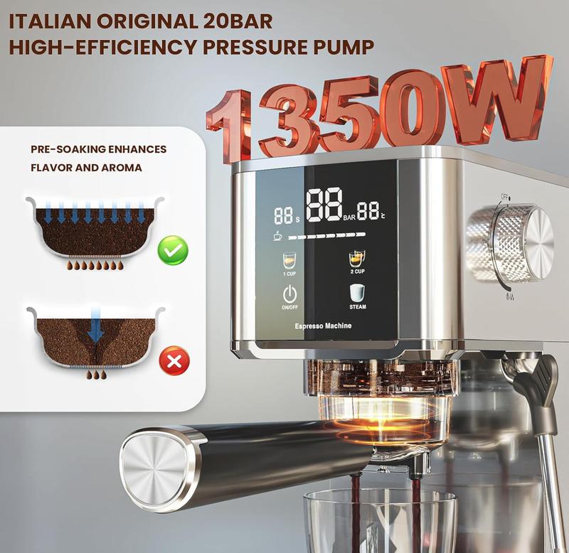 Brew Barista-Level Coffee at Home with the Kismile 20-Bar Espresso Machine