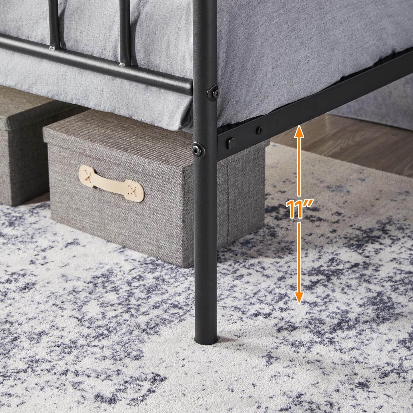 Twin Metal Canopy Bed Frame with Headboard and Footboard, Sturdy Slatted Structure, No Box Spring Required, Easy Assembly, Black