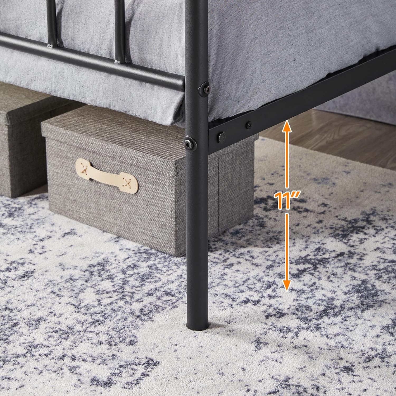 Twin Metal Canopy Bed Frame with Headboard and Footboard, Sturdy Slatted Structure, No Box Spring Required, Easy Assembly, Black