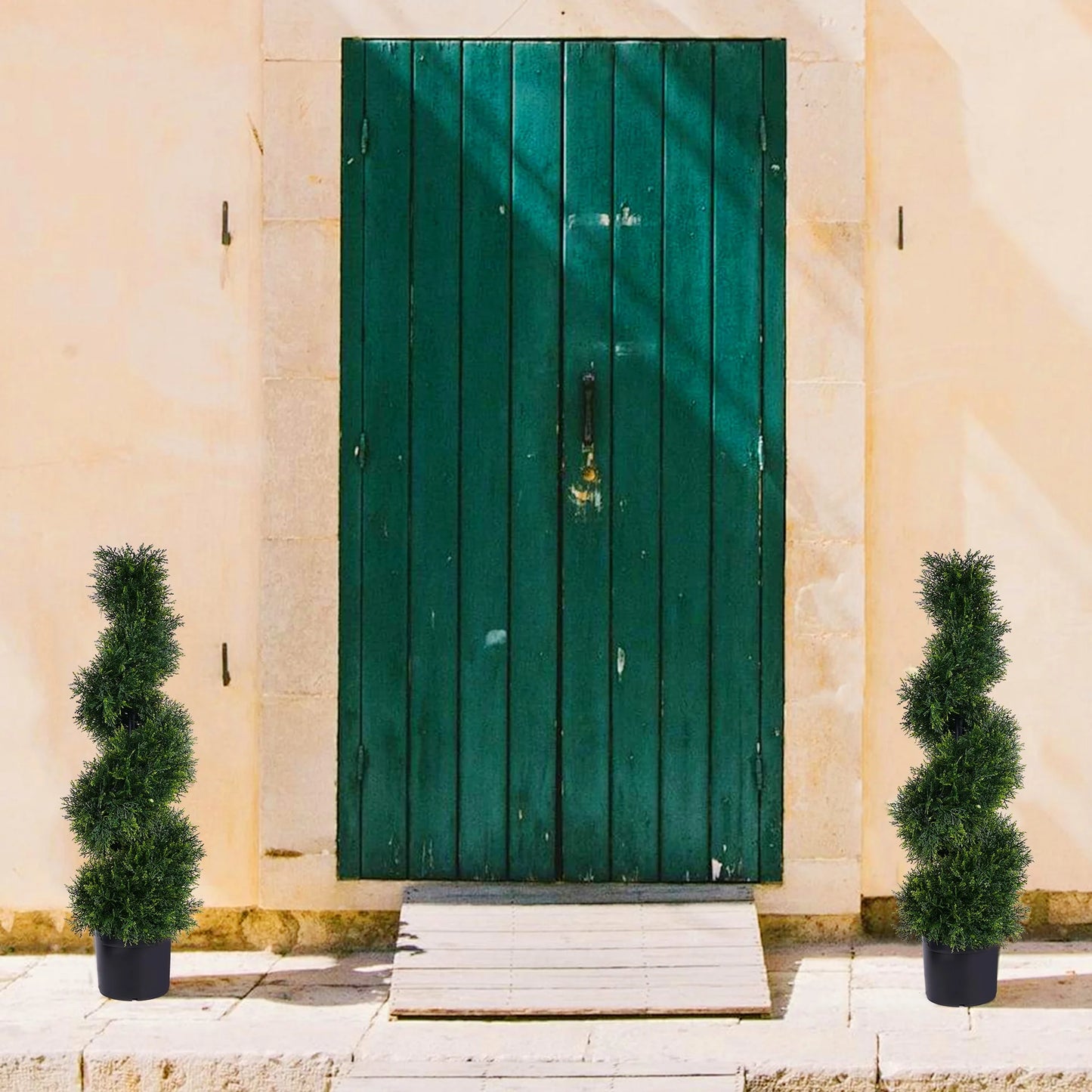 Set of 2 Spiral Topiary Cypress Trees – 3FT Indoor/Outdoor