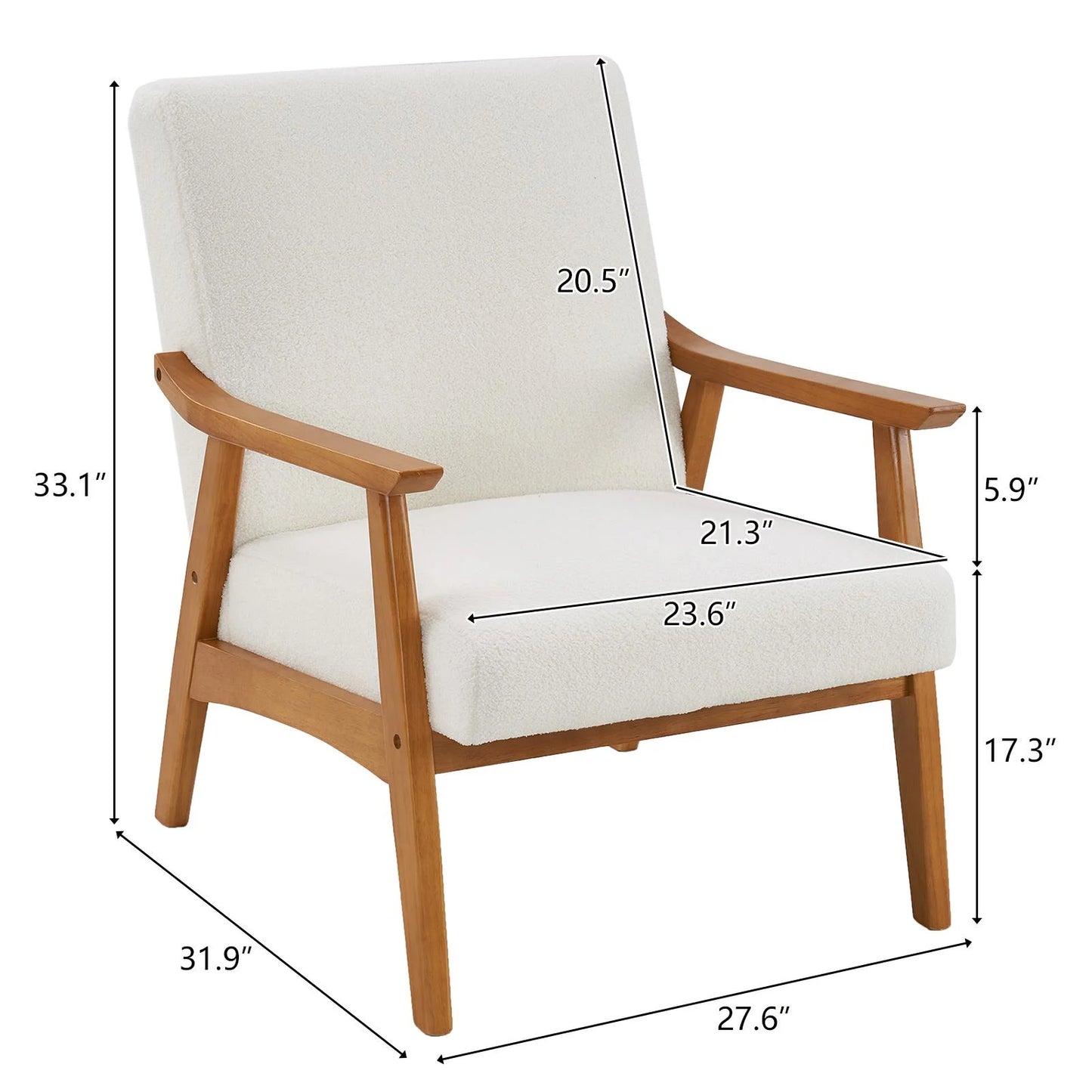 Mid-Century Modern Beige Accent Chair